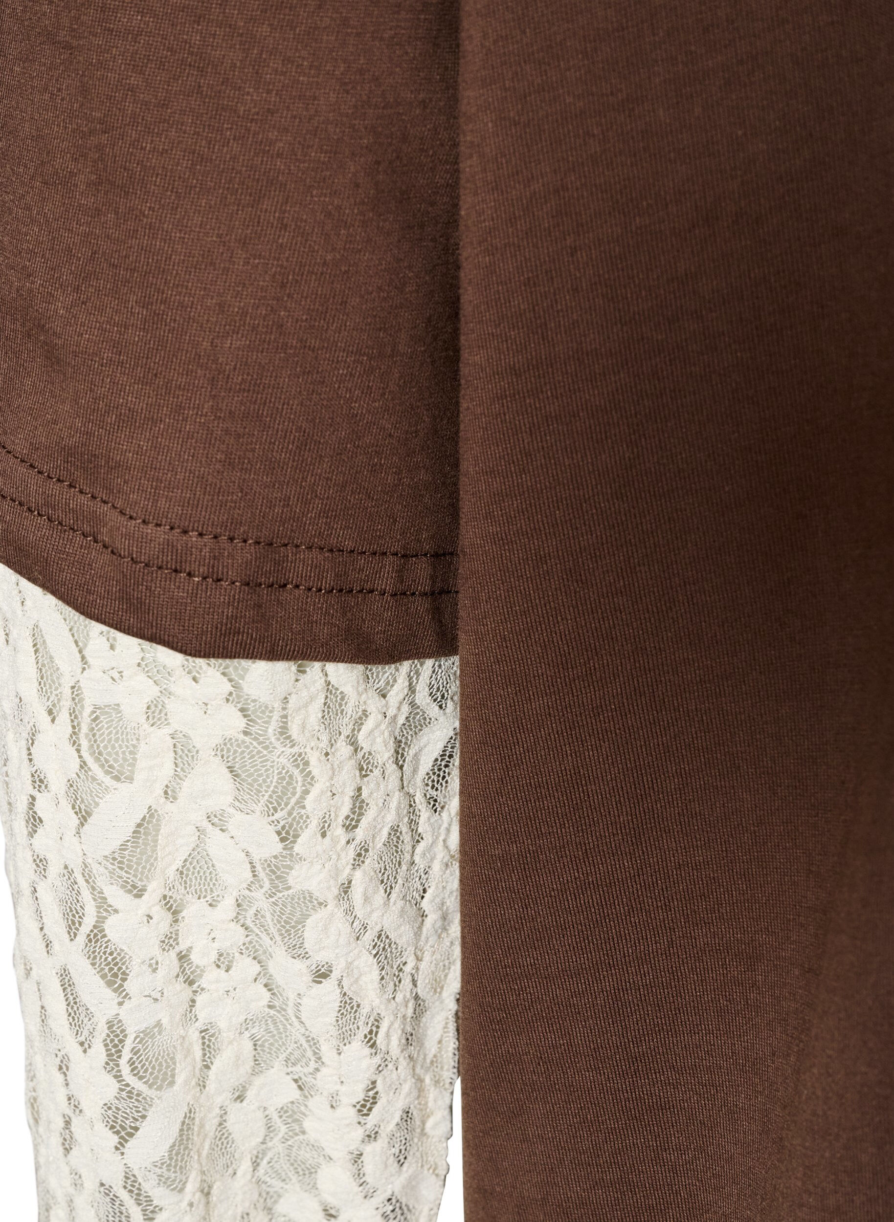 ZizziT-shirt ample avec manches longues en dentelle, Marron, Packshot image number 3