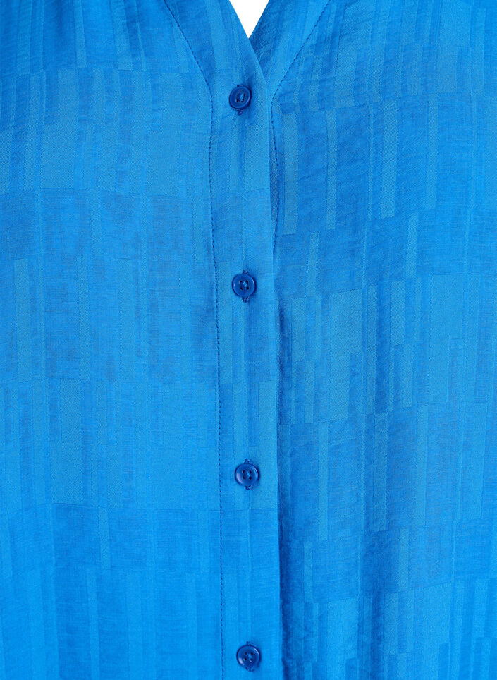 Chemise ample avec texture et col en V, Bleu, Packshot image number 2