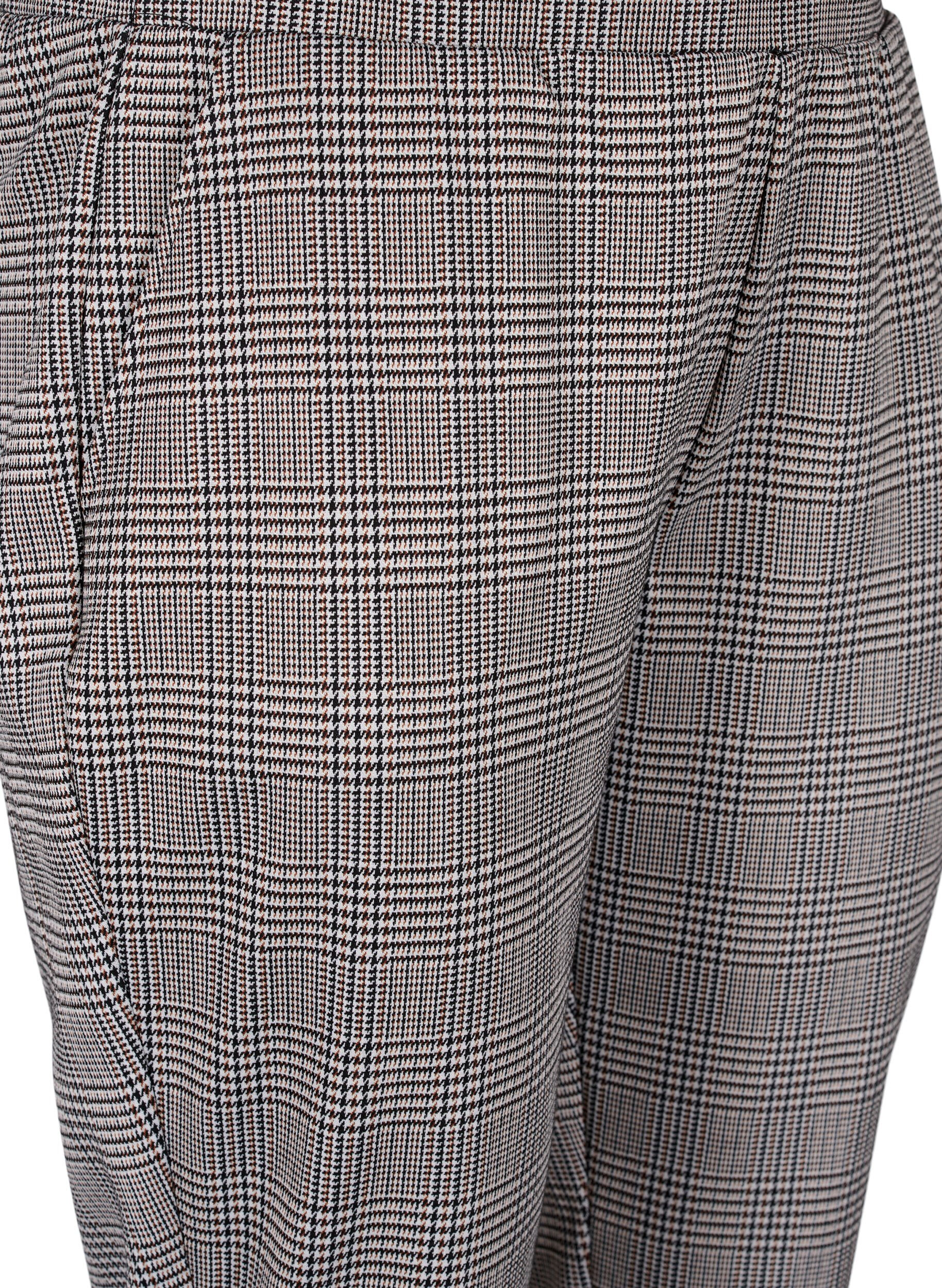 Zizzi Pantalon court Maddison &agrave; carreaux, Beige Brown Check, Packshot image number 2