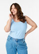 Einfarbiges Basic Top aus Baumwolle, Blau, Model image number 0