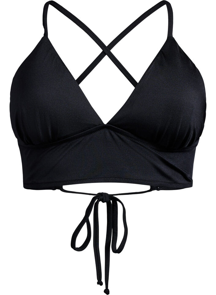 Haut de bikini avec coussinets amovibles et attache dans le dos, Noir, Packshot image number 0