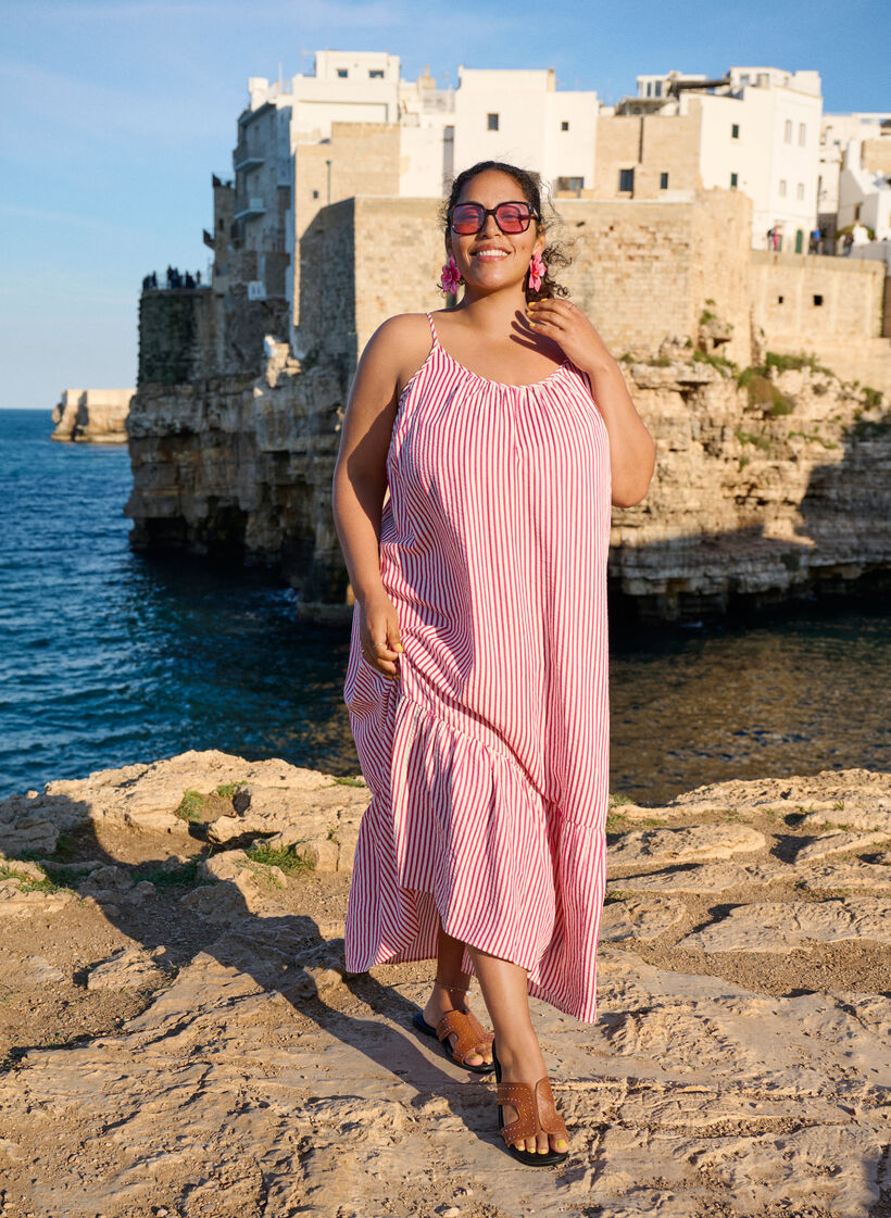 Sommerkleid mit Streifen und A-Linie, Pink, Image image number 0