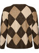 Haut en maille avec motif losanges et strass, Marron, Packshot image number 1