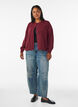 Cardigan en tricot c&ocirc;tel&eacute; avec boutons, Bordeaux, Model image number 1