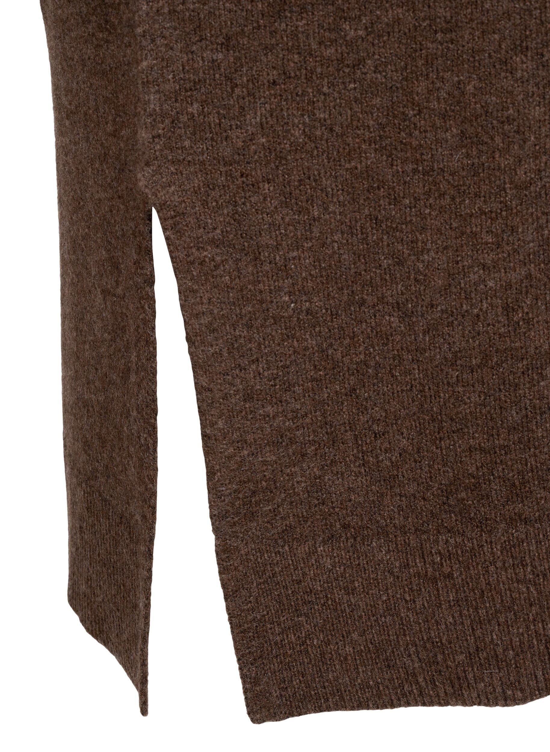 ZizziLang&auml;rmliges Strickkleid mit V-Ausschnitt, Braun, Packshot image number 3