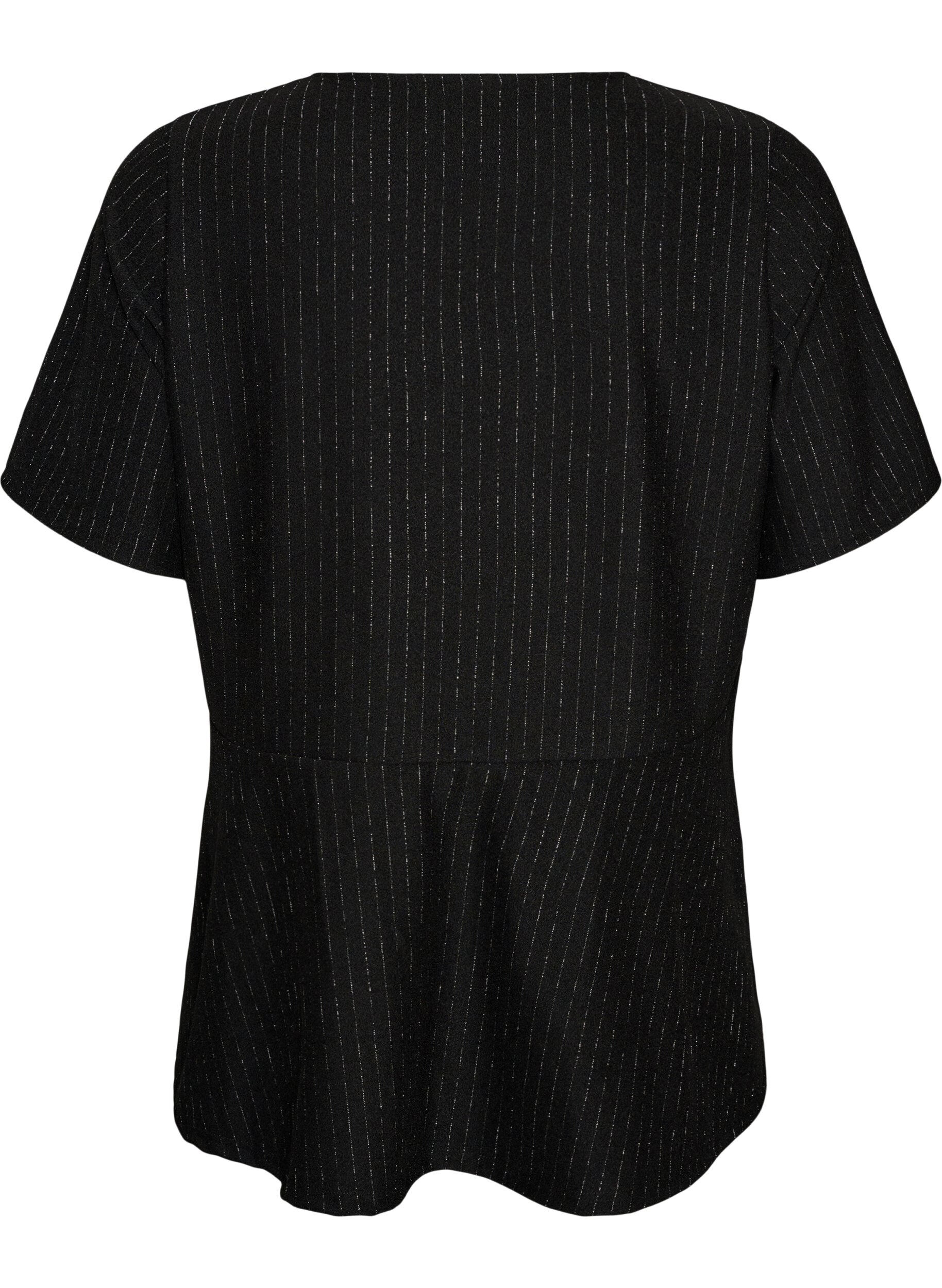 ZizziSch&ouml;&szlig;chenbluse mit Glitzerstreifen, Schwarz, Packshot image number 1