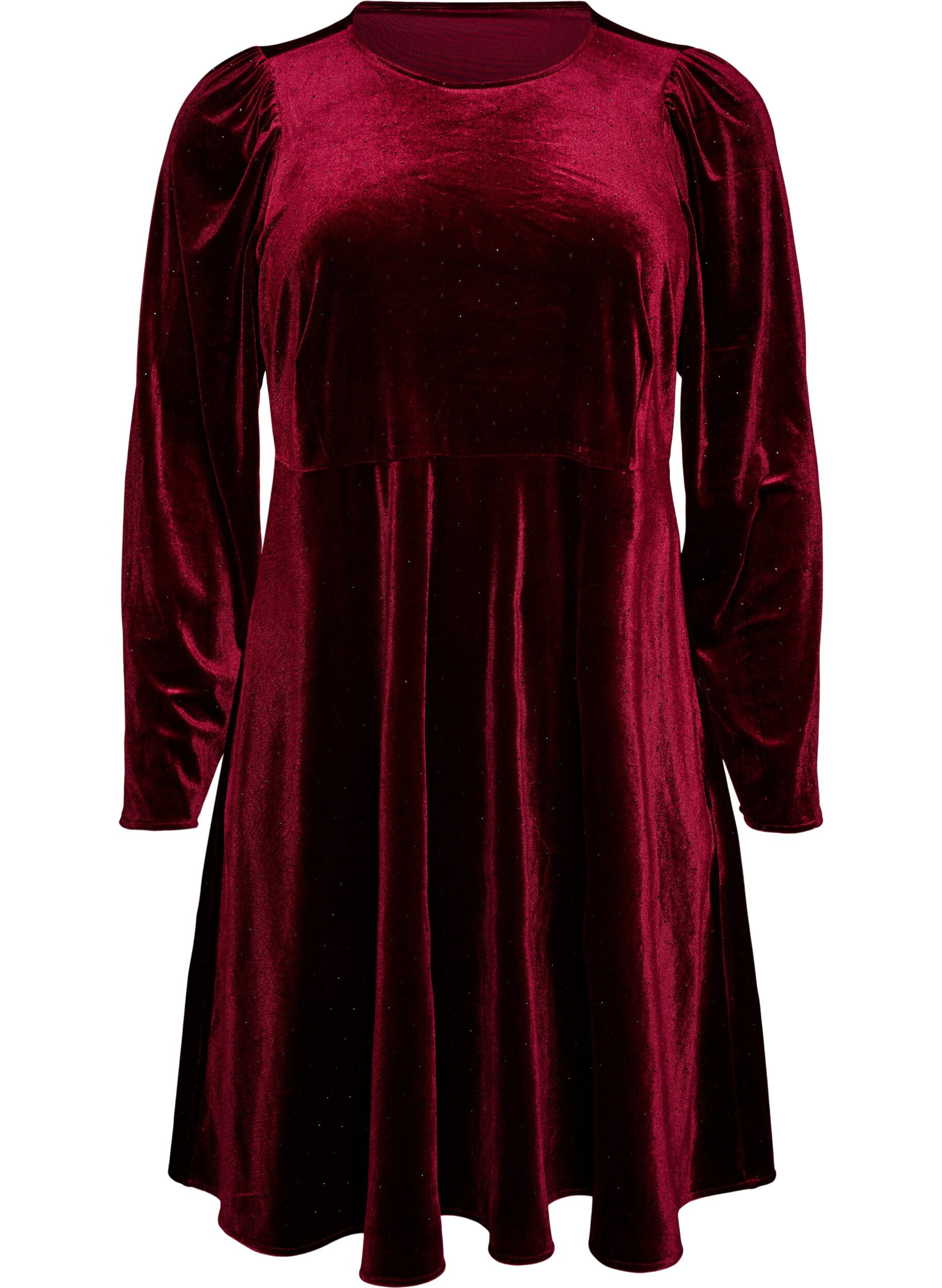 ZizziRobe en velours avec strass et coupe &eacute;vas&eacute;e, Bordeaux, Packshot image number 0