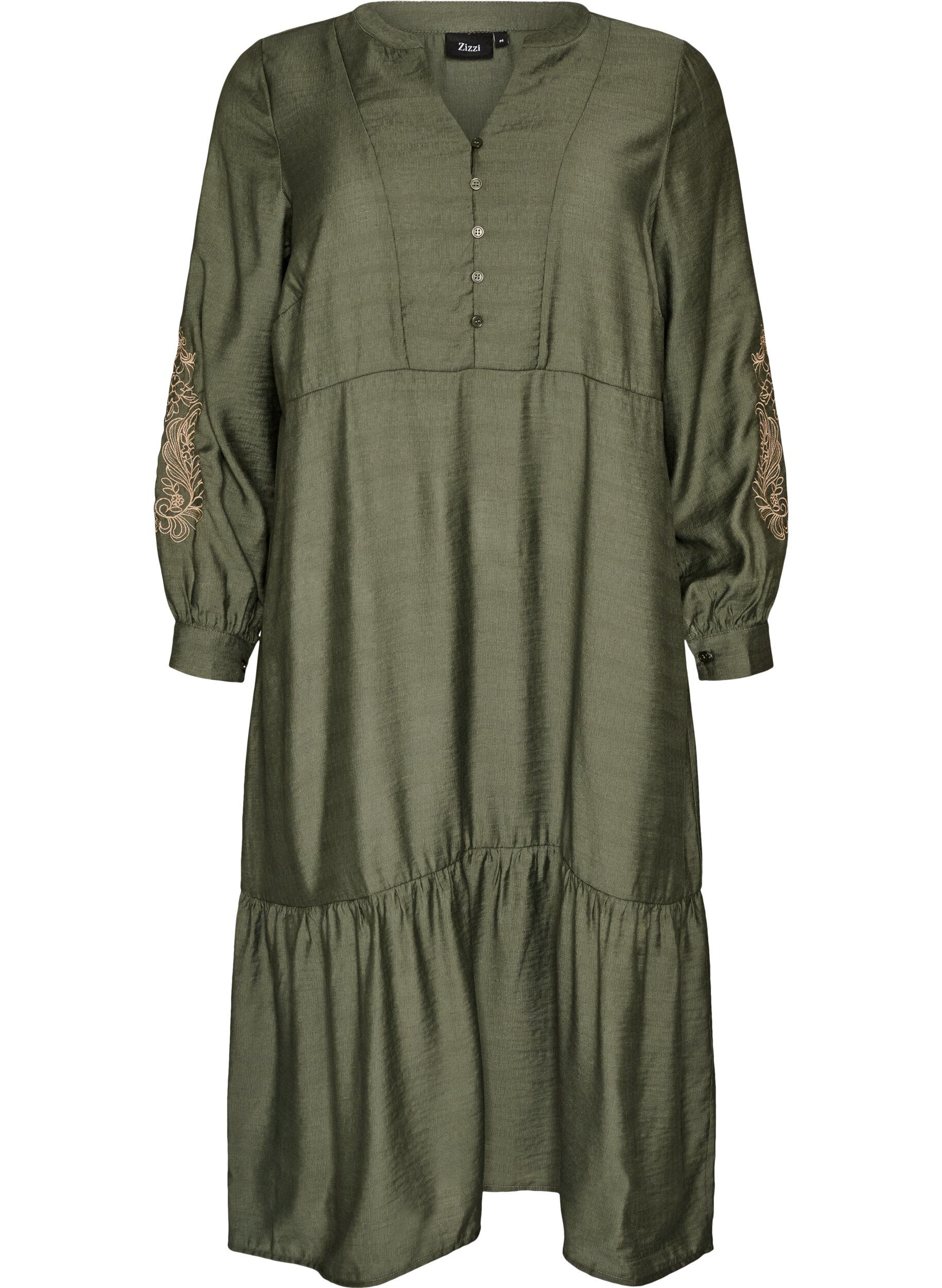 Kleid aus Viskose mit Stickerei und Stufenvolants