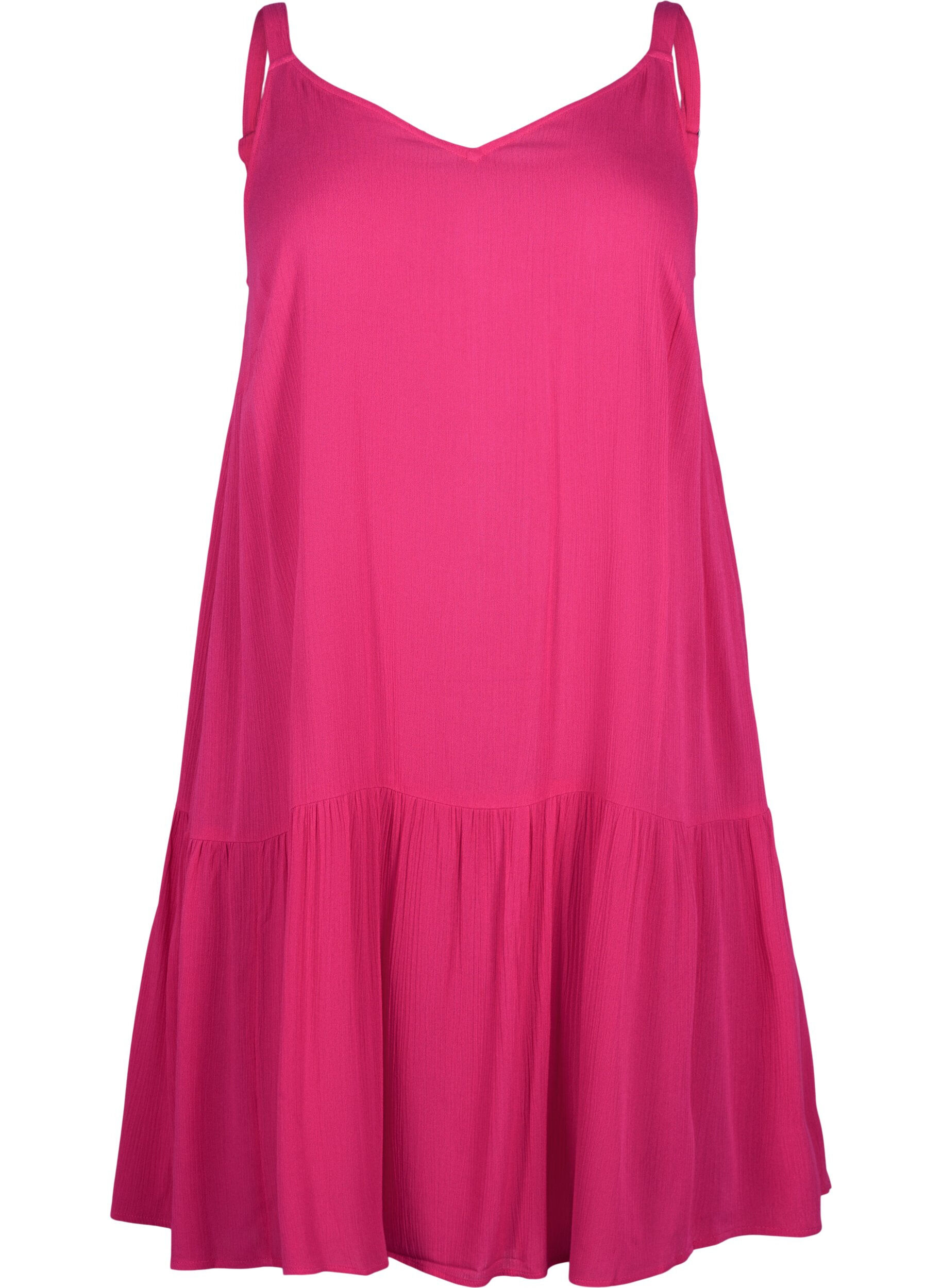 Zizzi Sommerkleid aus Viskose mit Tr&auml;gern, Raspberry Sorbet, Packshot image number 0