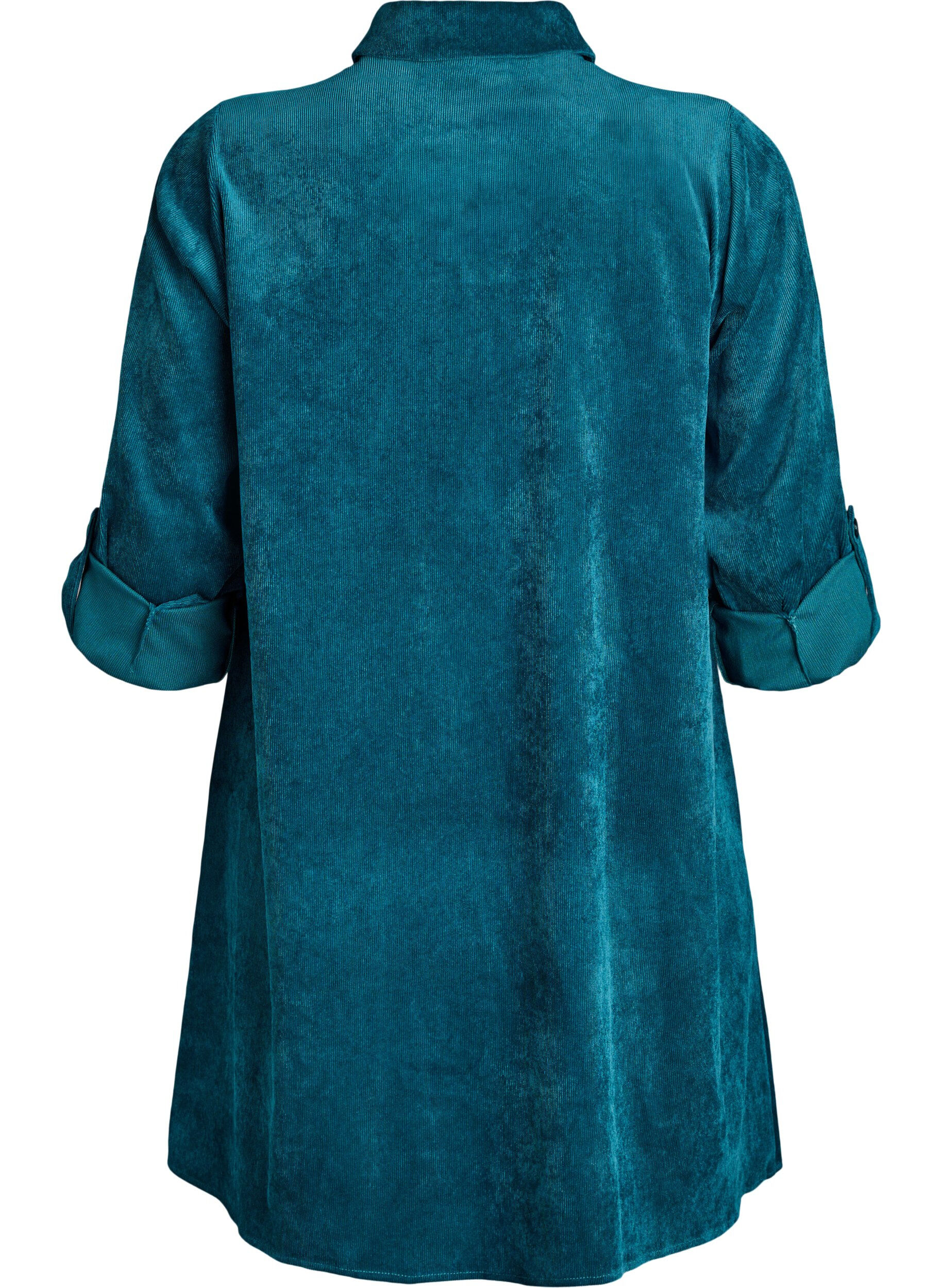 ZizziRobe en velours c&ocirc;tel&eacute; avec zip et manches 3/4, Vert fonc&eacute;, Packshot image number 1