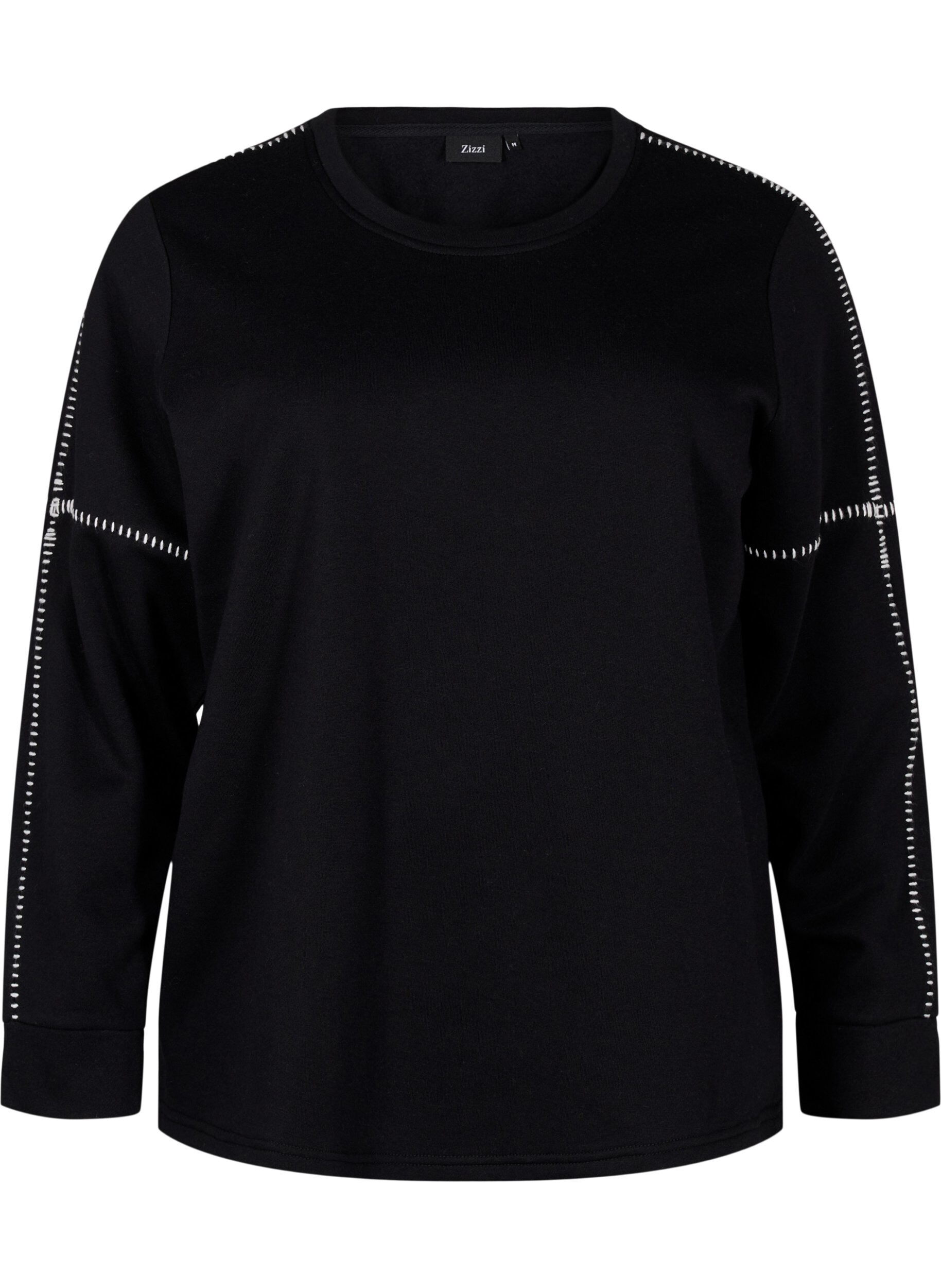 Zizzi Sweat-shirt avec coutures contrast&eacute;es, Black, Packshot image number 0