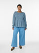 Blouse avec haut smock&eacute; et imprim&eacute; fleuri, Bleu, Model image number 1