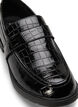Krokodil-Halbschuhe aus Leder mit breiter Passform, Black, Packshot image number 3