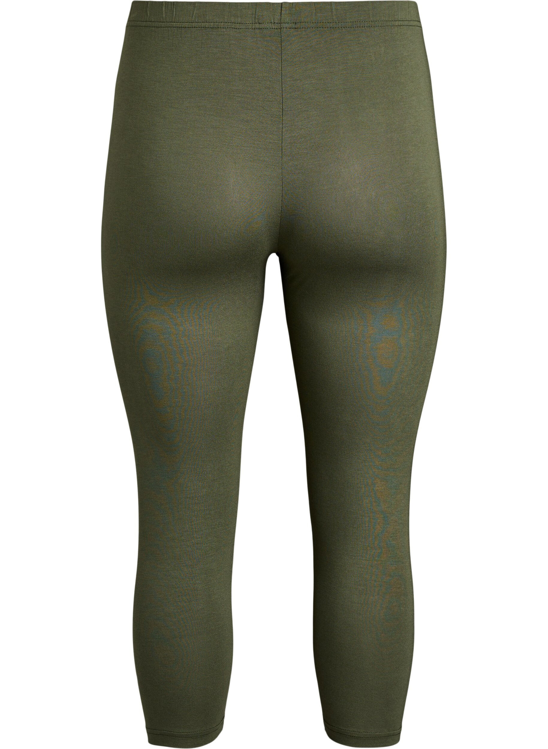 ZizziLeggings basiques longueur 3/4 en viscose, Vert, Packshot image number 1