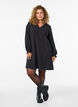 Robe courte en coton avec col en V, Noir, Model image number 1