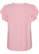 Blouse en viscose et lin avec manches &agrave; volants, Rose, Packshot image number 1