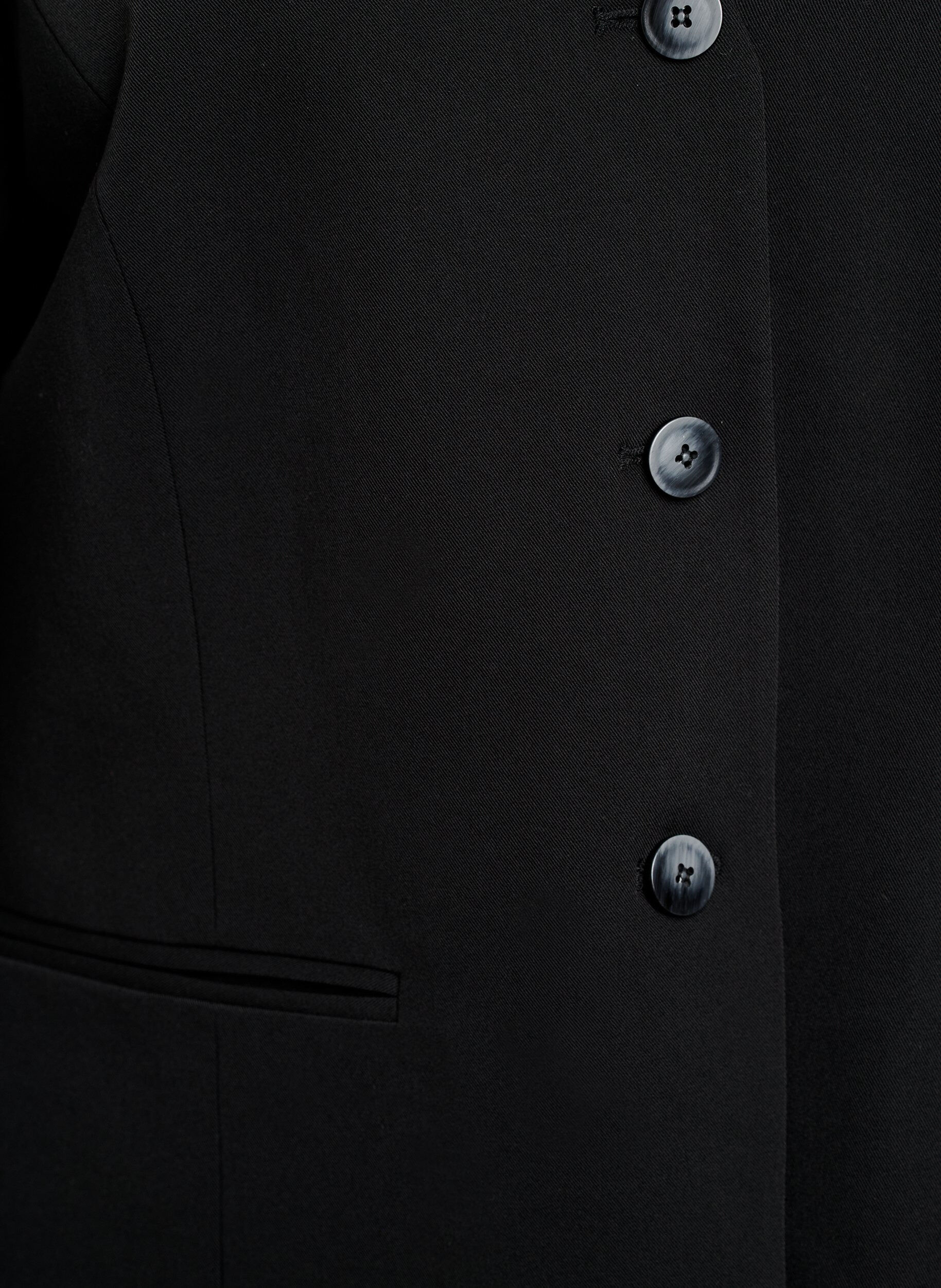 Zizzi Blazer mit V-Ausschnitt und Knopfverschluss, Schwarz, Packshot image number 2
