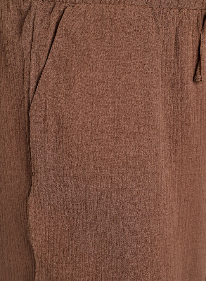 Culotte-Hose aus Baumwollmusselin mit hohem Bund, Braun, Packshot image number 2