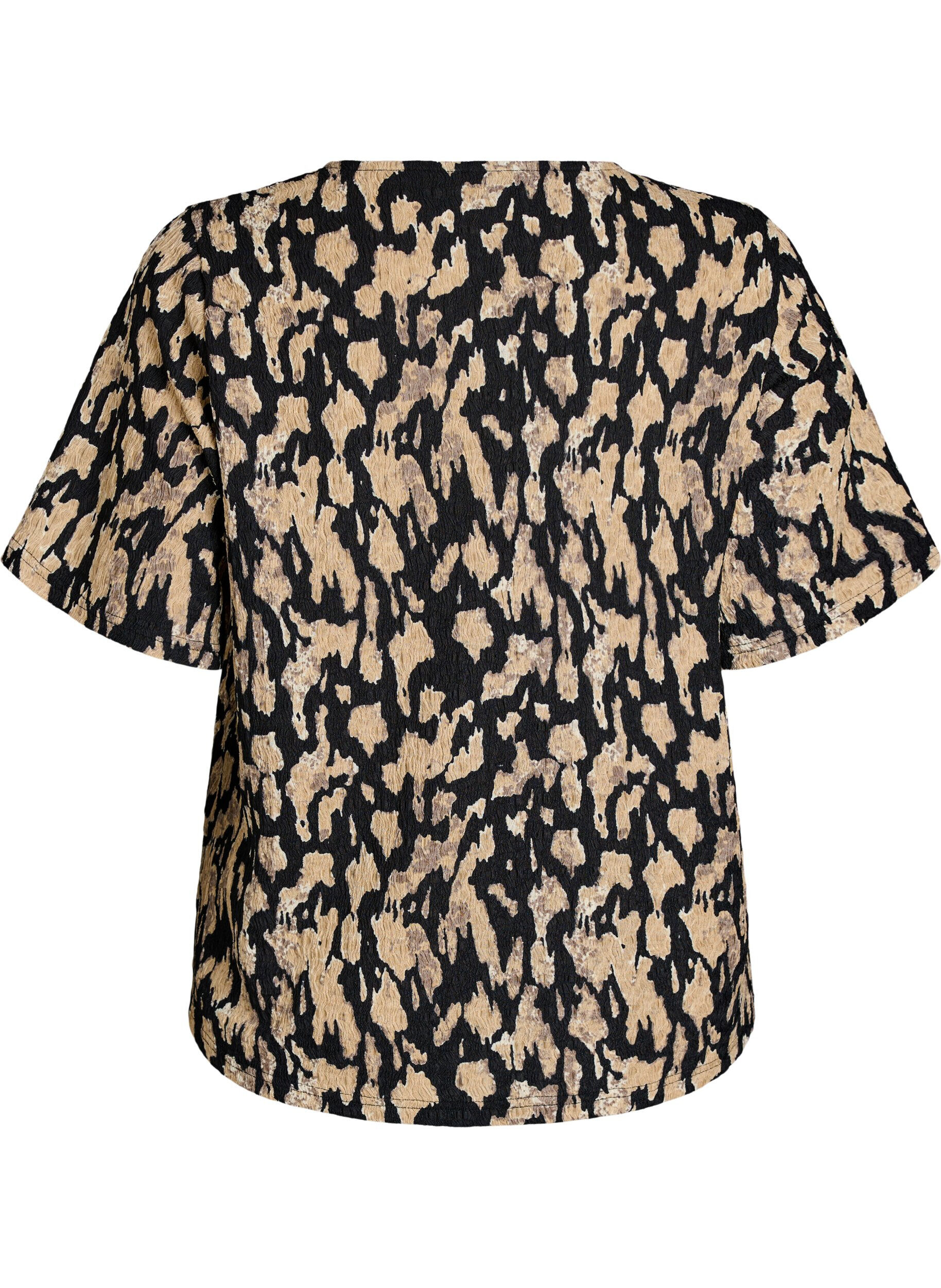 Zizzi Blouse &agrave; manches courtes &agrave; motifs, Noir, Packshot image number 1