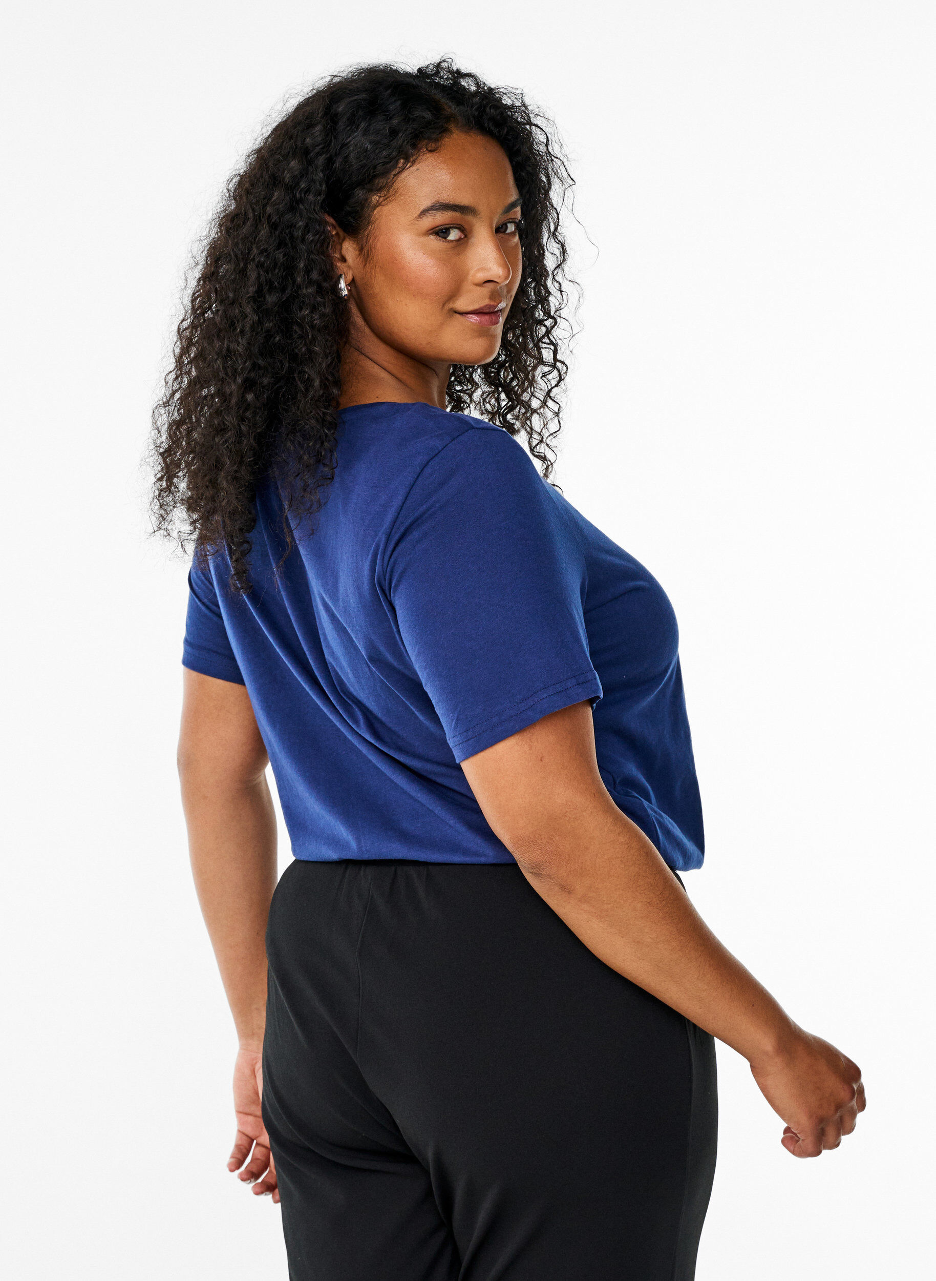 Zizzi FLASH - T-Shirt mit Print, Blau, Model image number 2