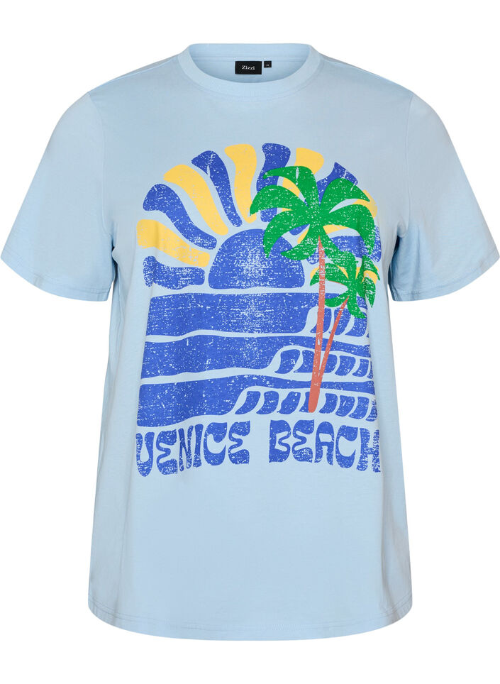 T-Shirt aus Baumwolle mit Print, Blau, Packshot image number 0