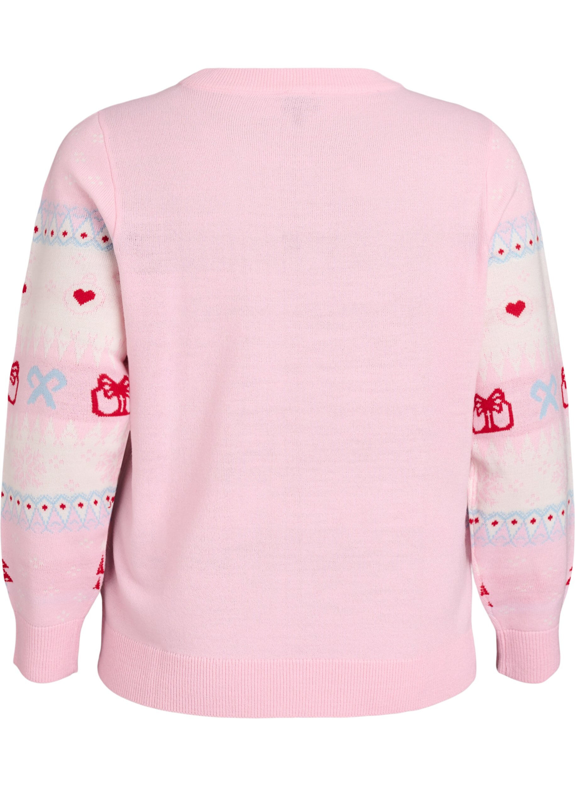 Zizzi Strickbluse mit Weihnachtsmotiv, Pink, Packshot image number 1