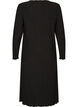 Robe midi avec une texture ondul&eacute;e et des manches longues, Noir, Packshot image number 1