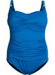 Wattierter Badeanzug mit Drapierung, Blau, Packshot image number 0