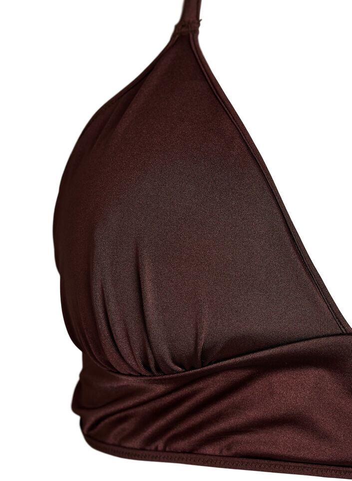 Haut de bikini r&eacute;versible avec d&eacute;collet&eacute; en V et bretelles crois&eacute;es dans le dos, Marron, Packshot image number 2