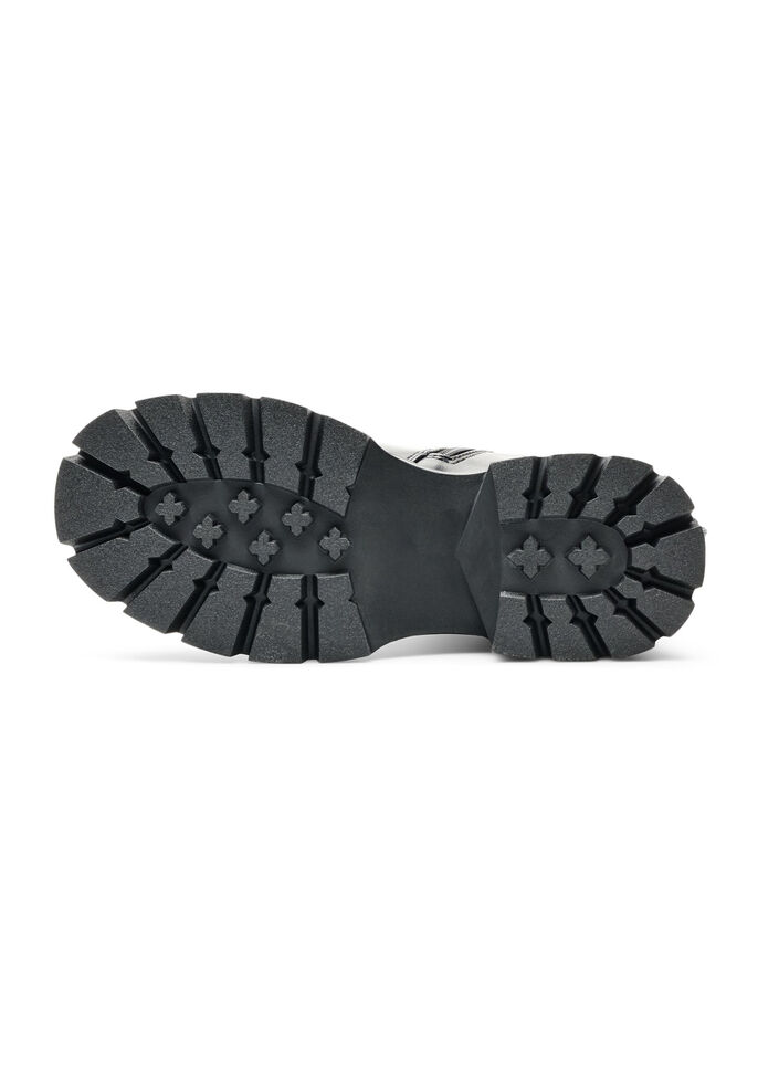 Chelsea-Boot mit klobiger Sohle und gerippten Eins&auml;tzen, Schwarz, Packshot image number 4
