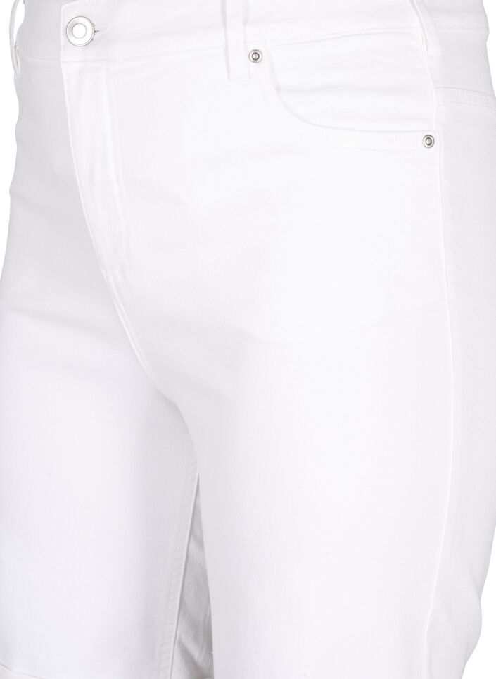 Eng anliegende Denim-Shorts mit hoher Taille, Bright White, Packshot image number 2