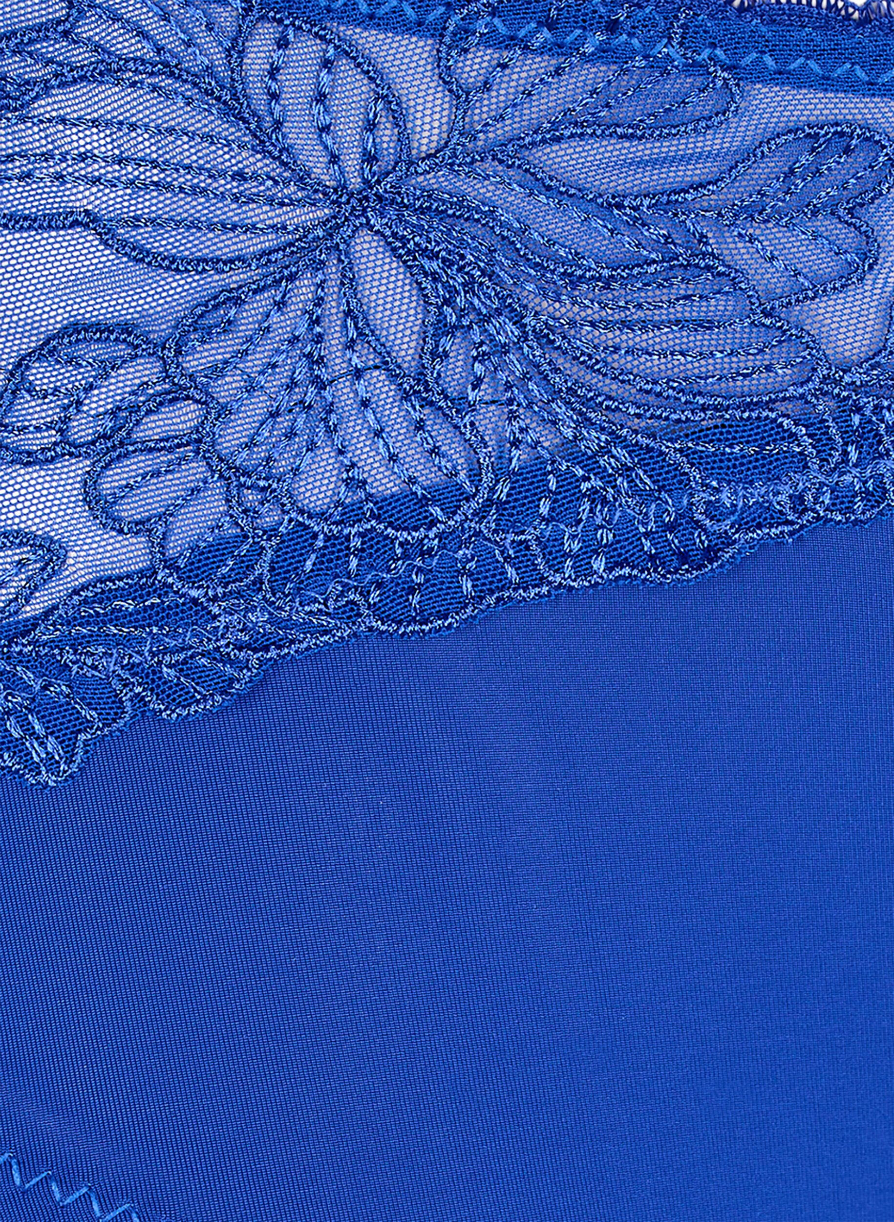 Zizzi Mikrofaser-Unterhose mit floraler Spitze, Blau, Packshot image number 2