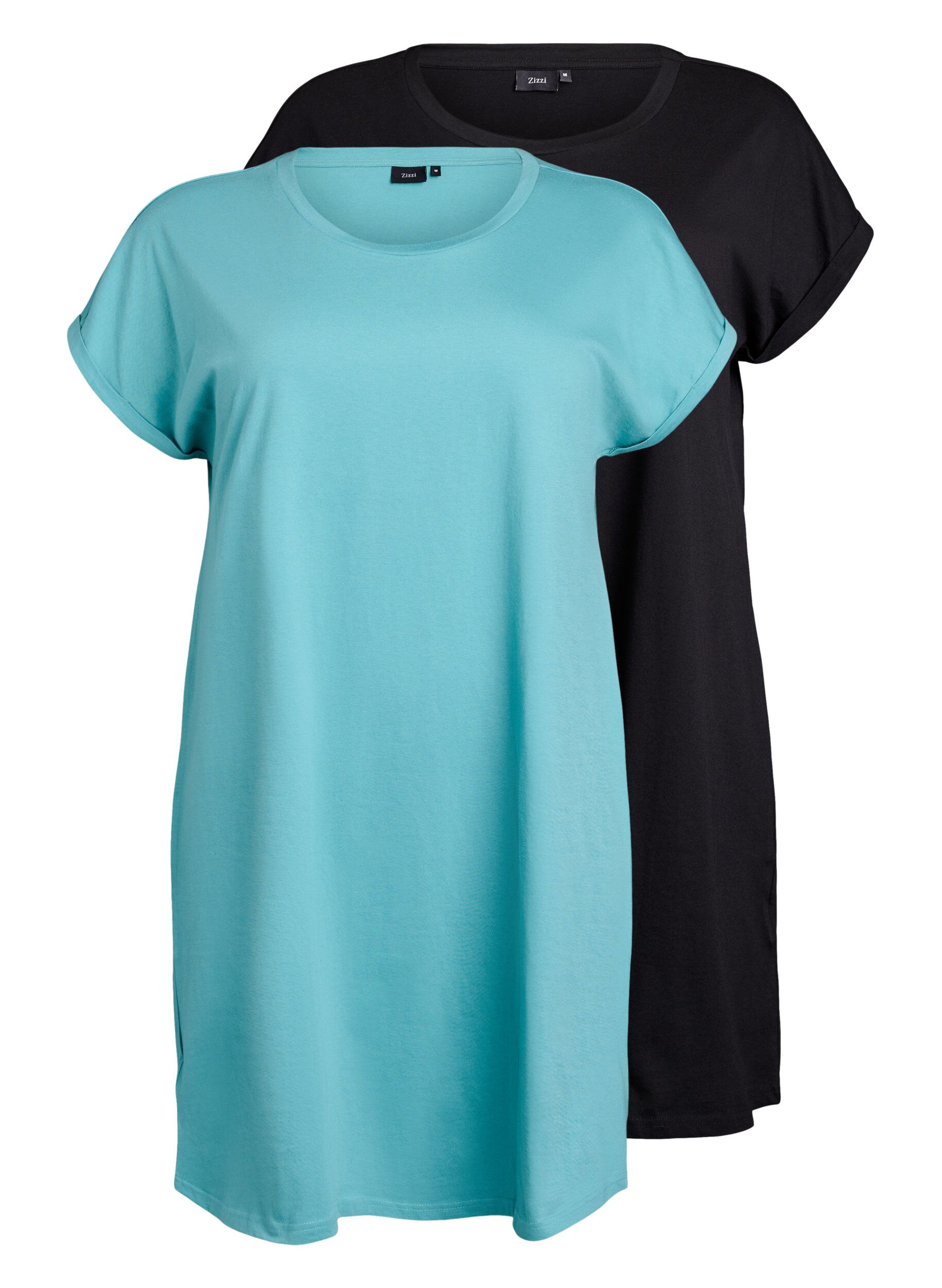 Zizzi2er-Pack T-Shirt-Kleid mit kurzen &Auml;rmeln, Blau, Packshot image number 0