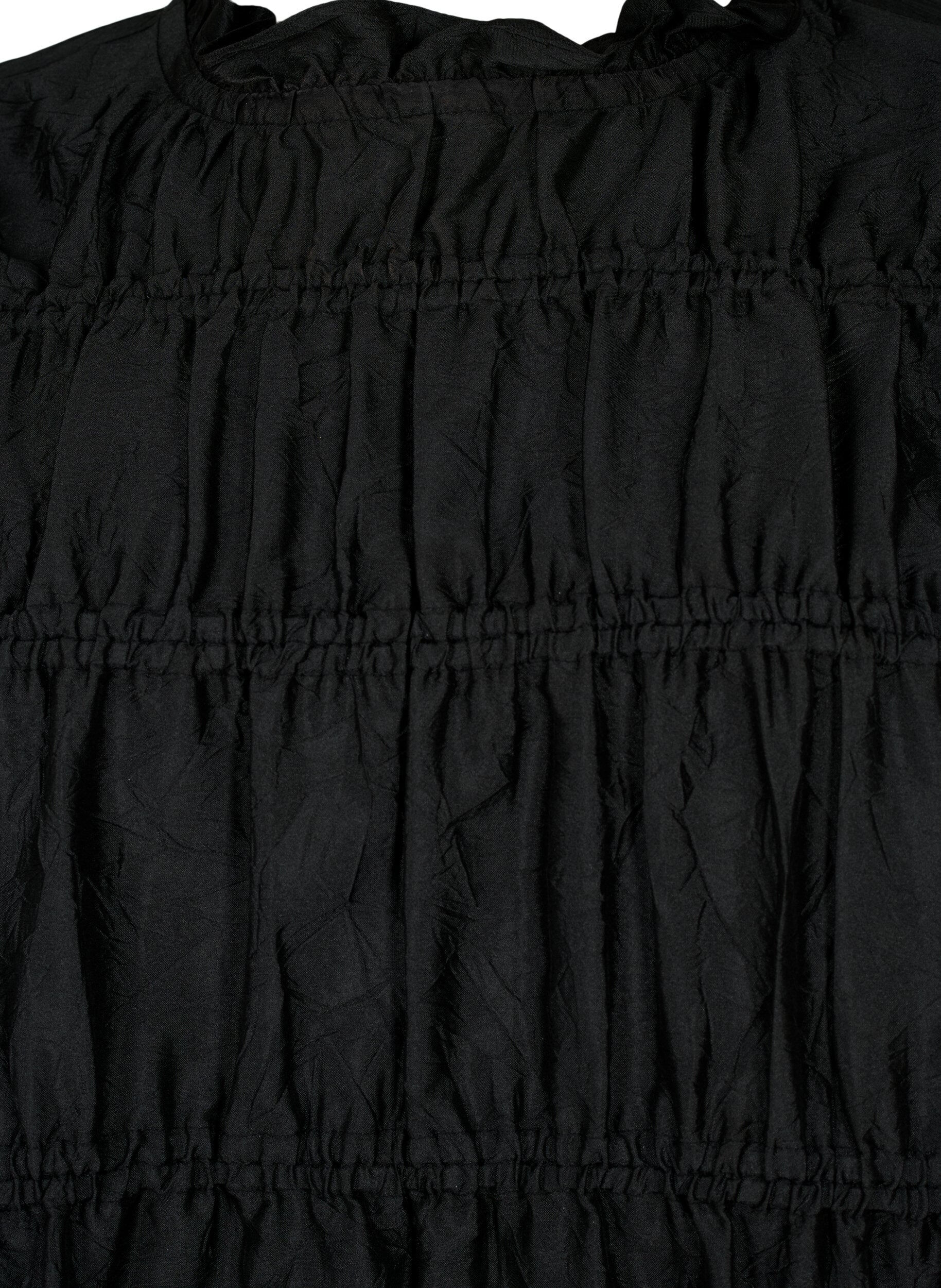 Zizzi Kleid mit R&uuml;schen und elastischen Schnittlinien, Black, Packshot image number 2