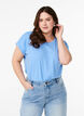 T-shirt &agrave; manches courtes en m&eacute;lange de coton, Bleu Clair, Model image number 0