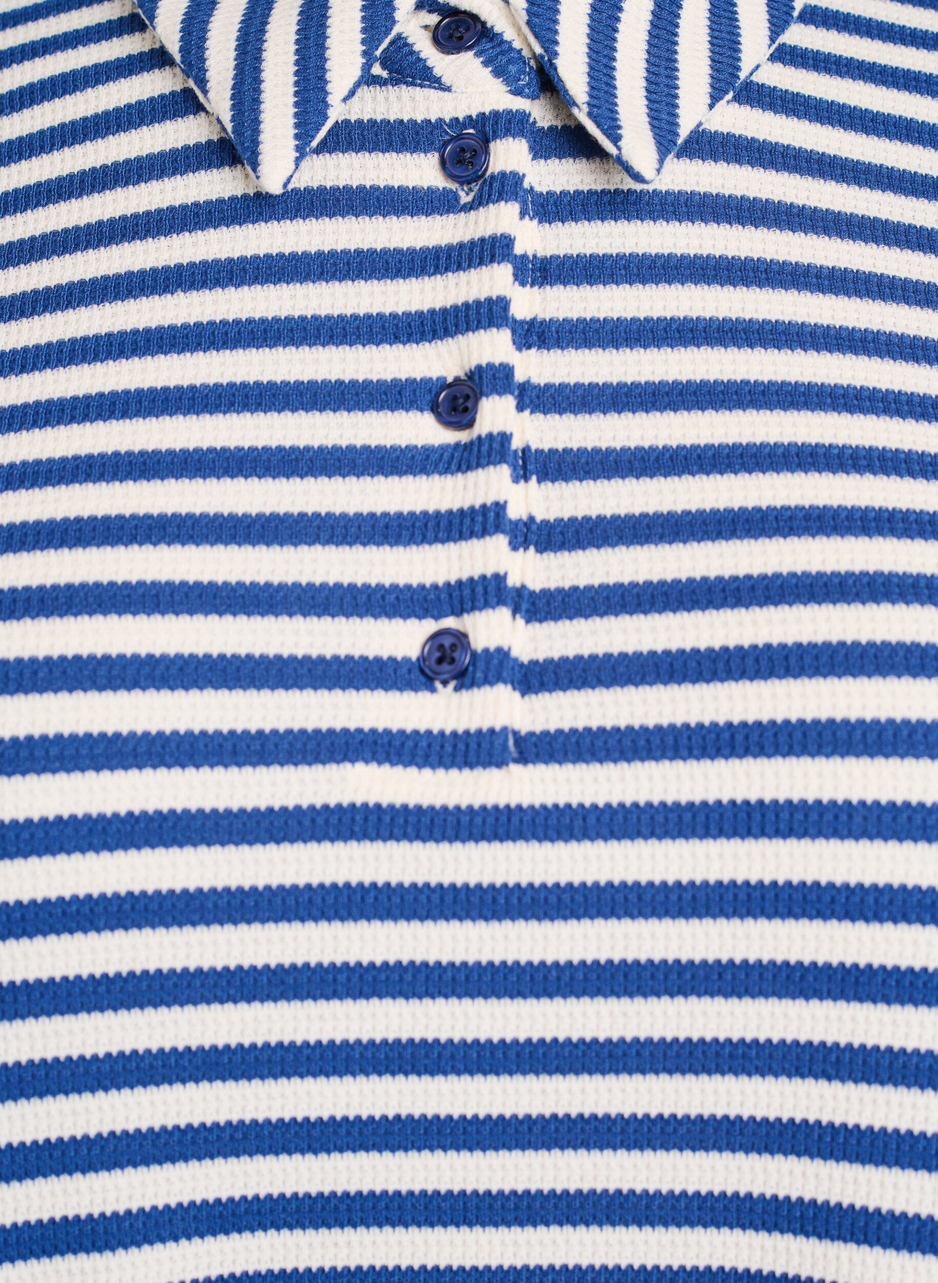 Zizzi Kurz&auml;rmeliges Poloshirt mit Streifen, Blau, Packshot image number 2