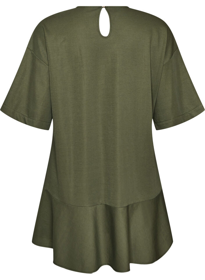Kurzes Kleid mit lockerer Passform und R&uuml;schensaum, Gr&uuml;n, Packshot image number 1