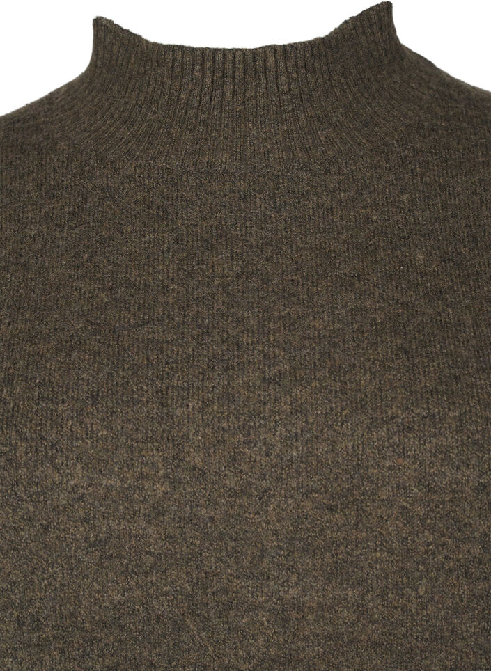 Chemisier en laine tricotée à col montant, Sea Turtle Mel., Packshot image number 2