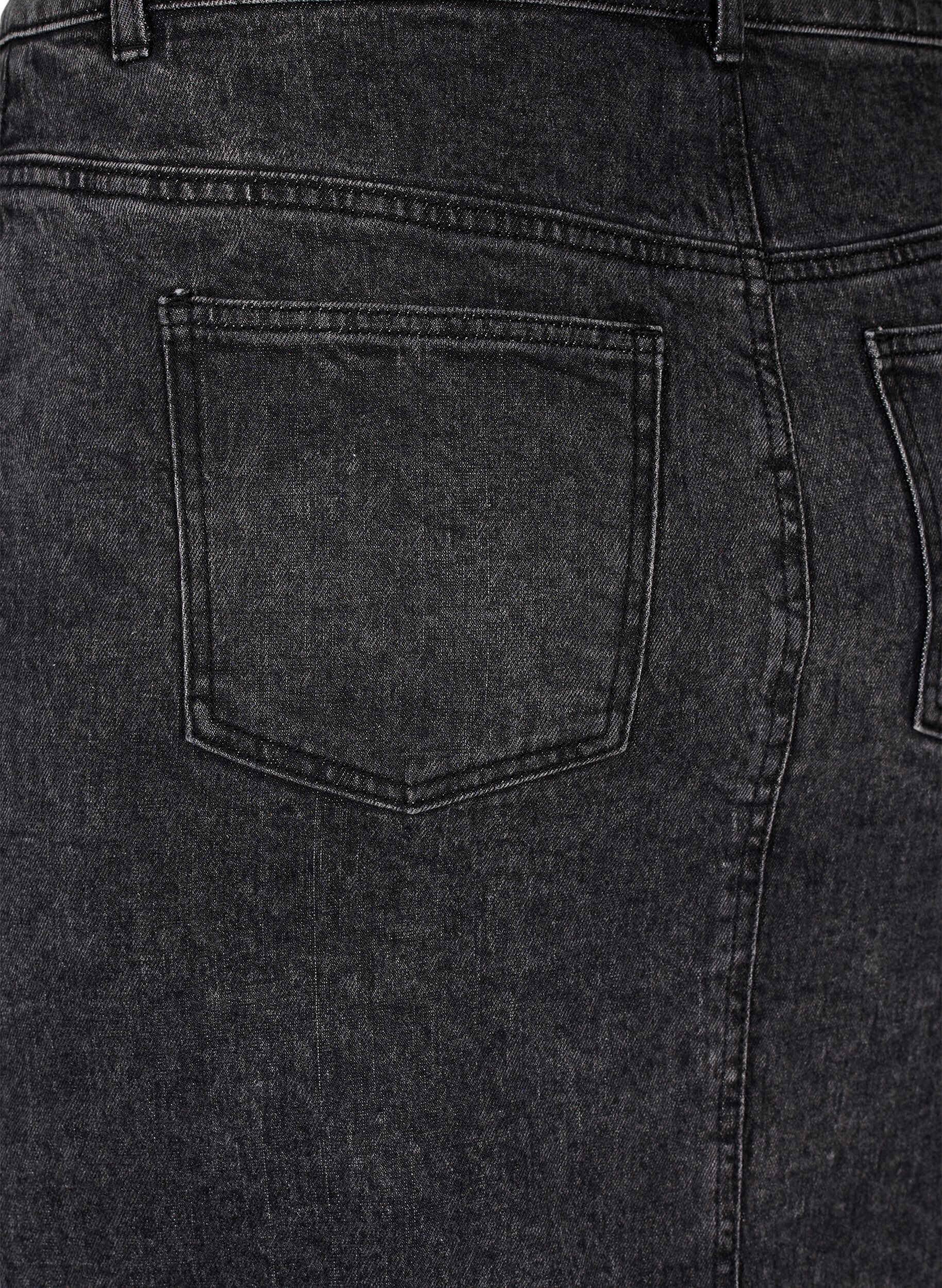 Zizzi Jupe en denim avec fente sur le devant, Dark Grey Denim, Packshot image number 3