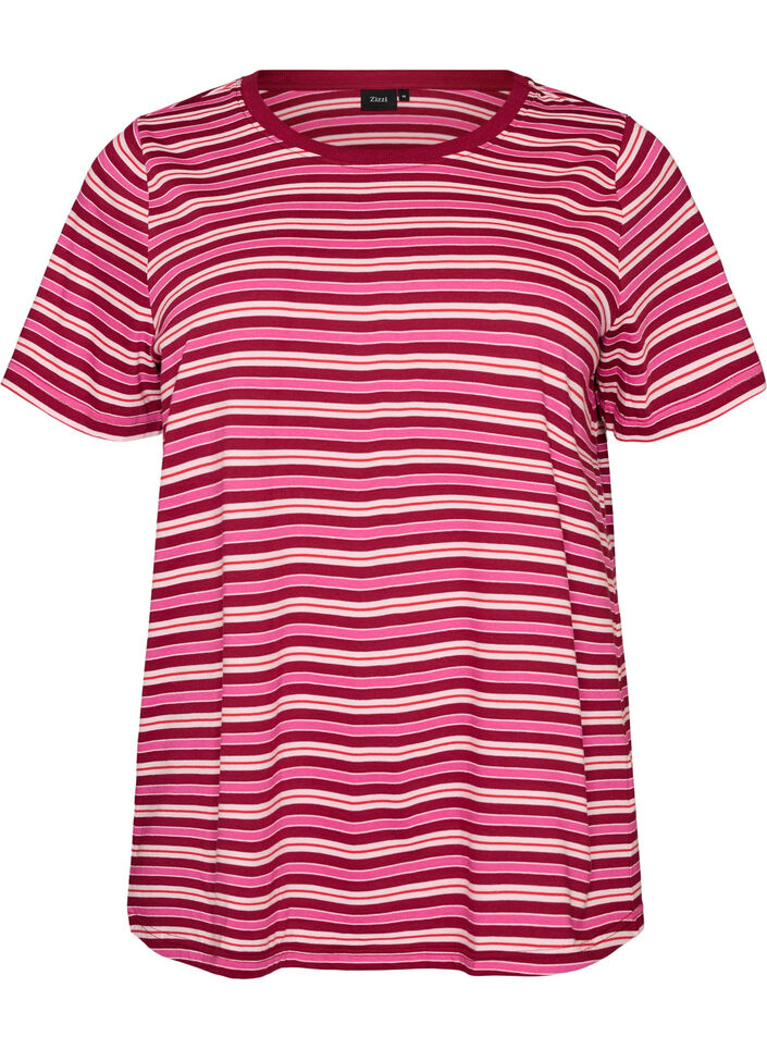Gestreiftes T-Shirt aus Bio-Baumwolle, Rot, Packshot image number 0