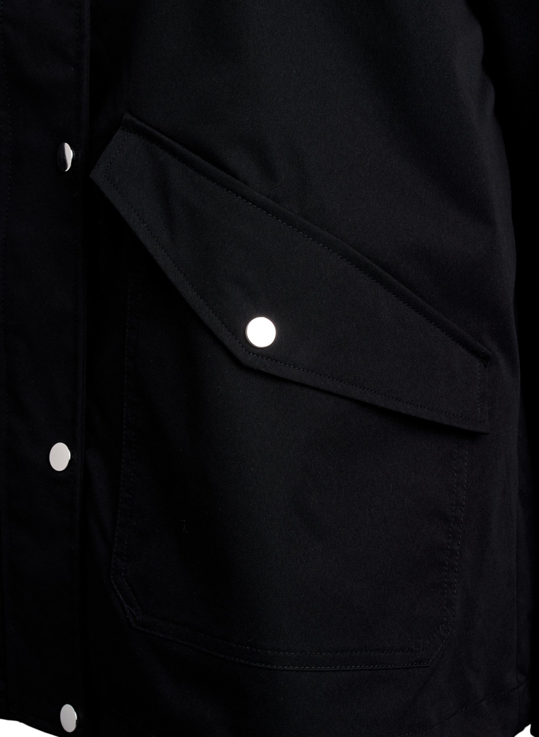 Zizzi Veste courte de printemps avec capuche amovible, Noir, Packshot image number 3