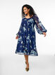 Robe de soir&eacute;e en mousseline &agrave; manches longues, Bleu, Model image number 0