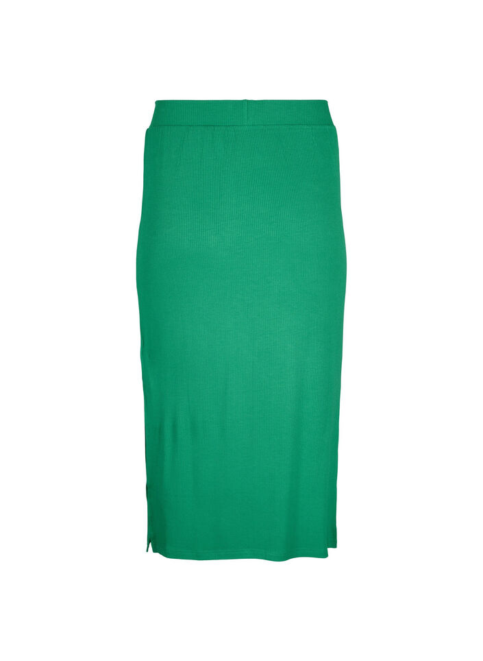 Jupe midi ajustée en viscose, Vert, Packshot image number 1