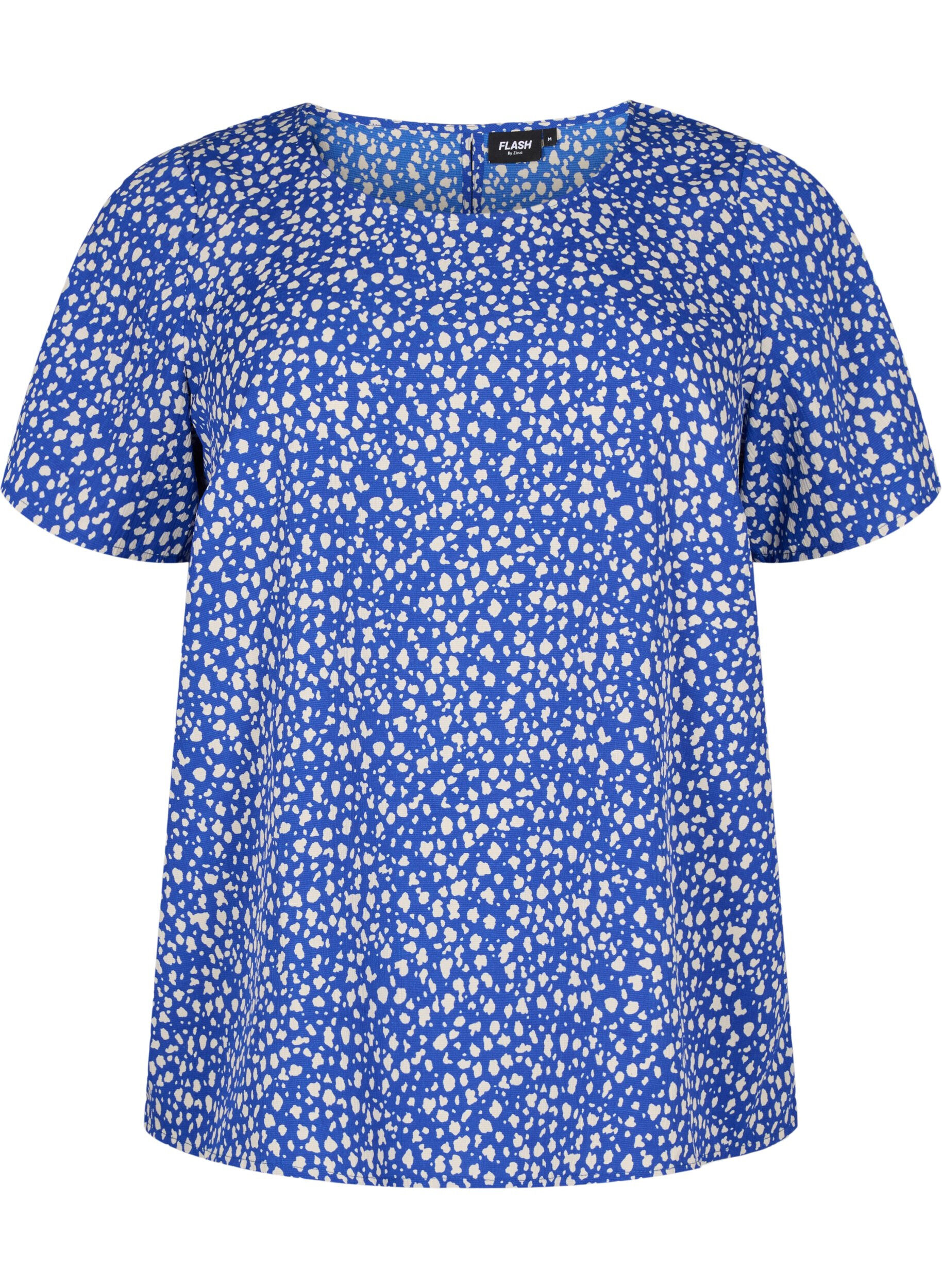 Zizzi FLASH &ndash; Kurz&auml;rmelige Bluse mit Aufdruck, Surf the web Dot, Packshot image number 0