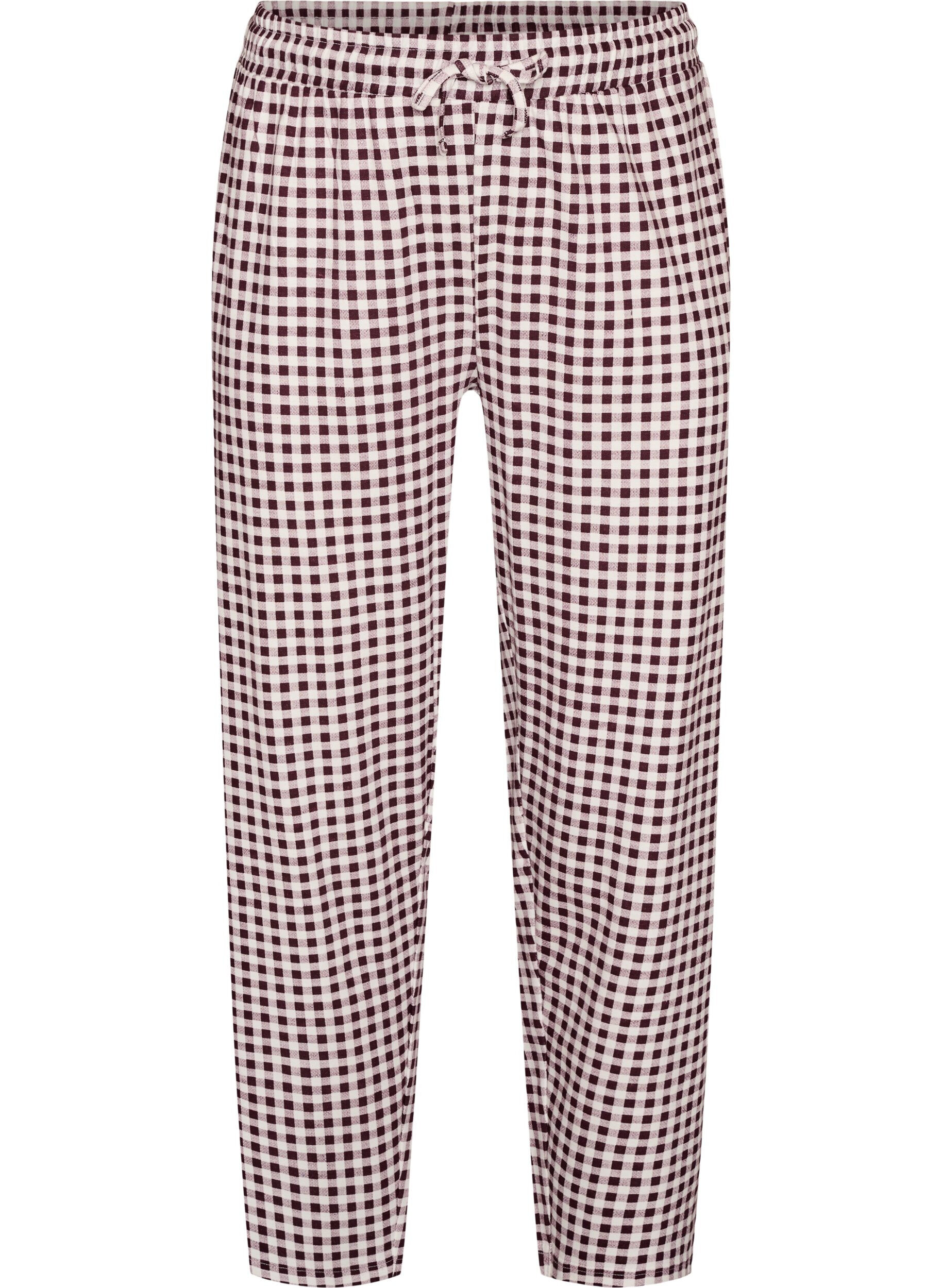 ZizziPantalon de pyjama taille haute en coton, Bordeaux, Packshot image number 0