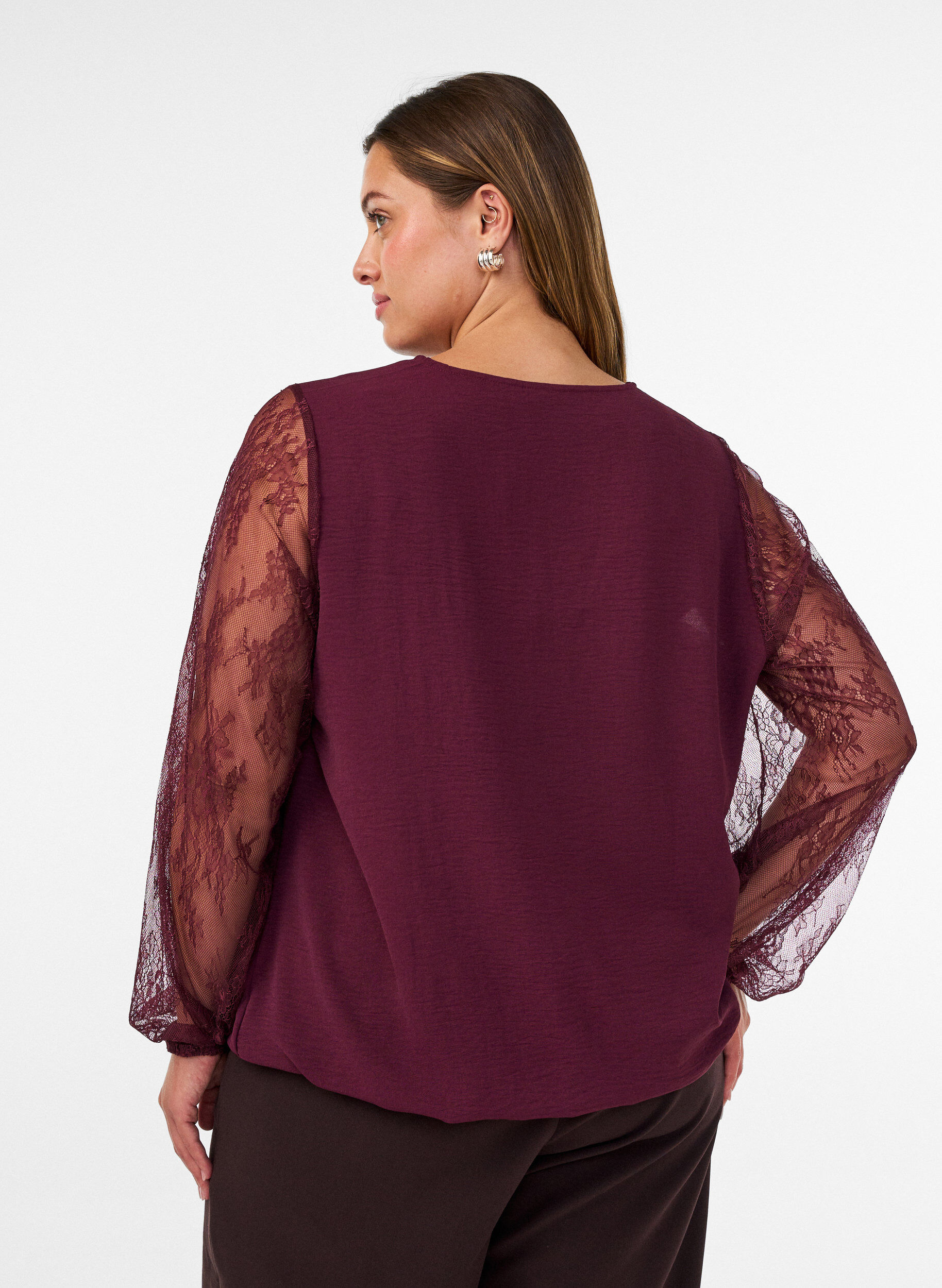 ZizziBluse mit &Auml;rmeln aus Spitze und Ballonform, Rot, Model image number 2