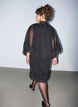Robe sans manches avec cape en mousseline, Noir, Model image number 2