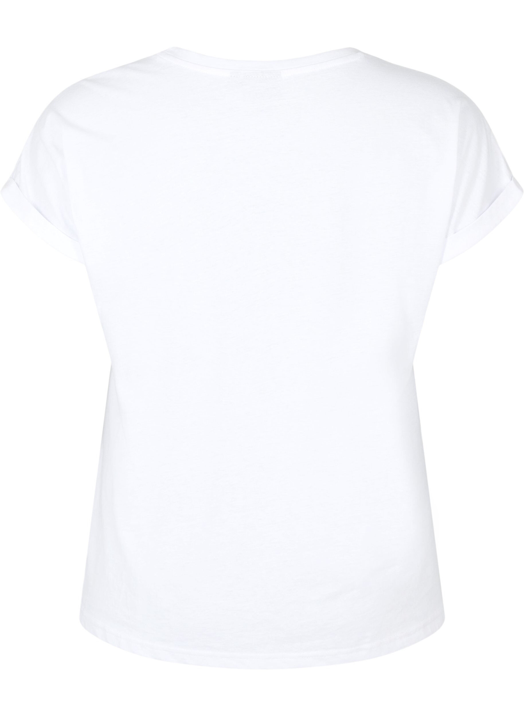 ZizziT-shirt &agrave; manches courtes en coton m&eacute;lang&eacute;, Blanc, Packshot image number 1