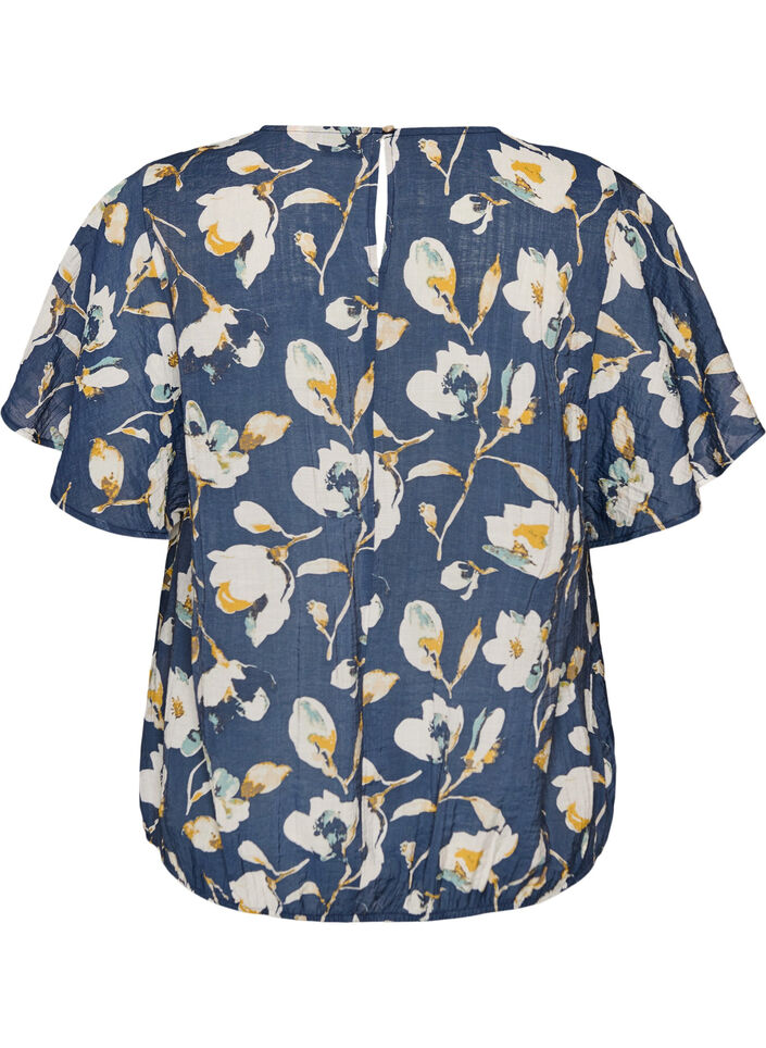 Bluse mit Ballonform und Fl&uuml;gel&auml;rmeln, Blau, Packshot image number 1