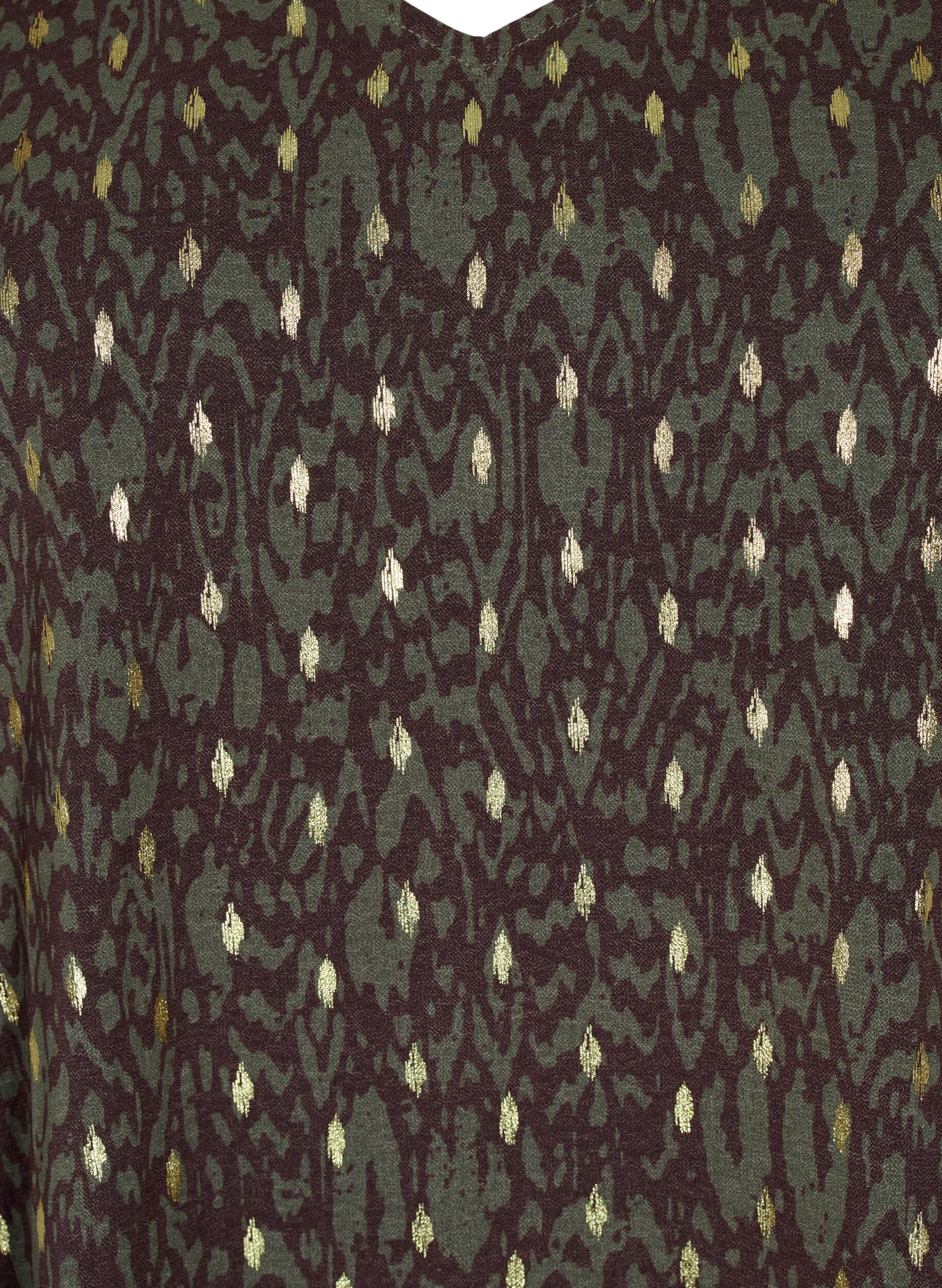 Zizzi Chemisier &agrave; imprim&eacute; et manches longues, Green Ethnic AOP, Packshot image number 2